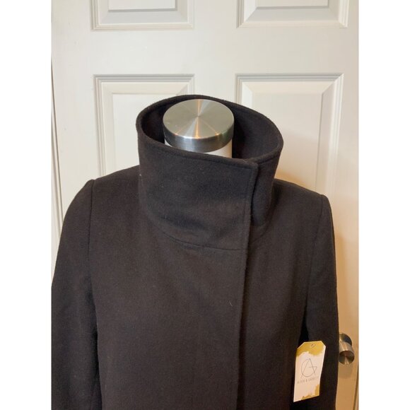 Tahari Brown Wool Blend Drop Waist Faux Fur Coat, Size 6 - Picture 2 of 6